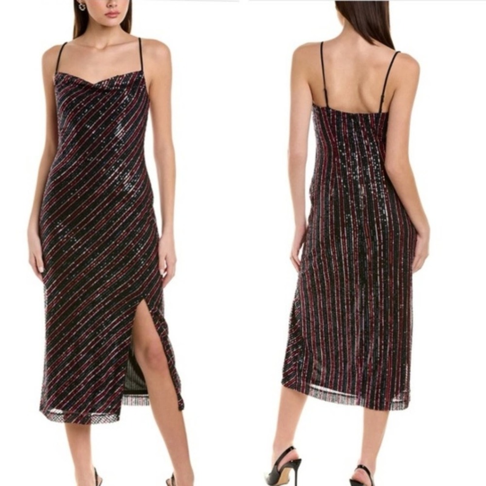 Laundry by Shelli Segal Rainbow Slip Sequin Midi Dress size 2 XS New!